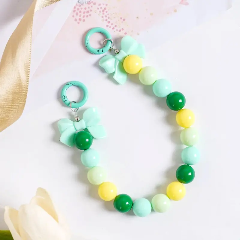 Fresh Mint Bow Keychain With Dual Clasp 1