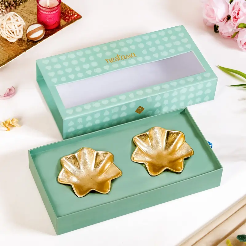 Frilled Metal Trinket Bowls – Stylish 2-Piece Accent Bowl Set 1