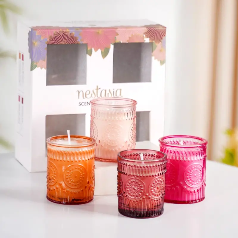 Fruity Florals Candle Jar Set – 4 Artisan Candles With Gift Packaging 1