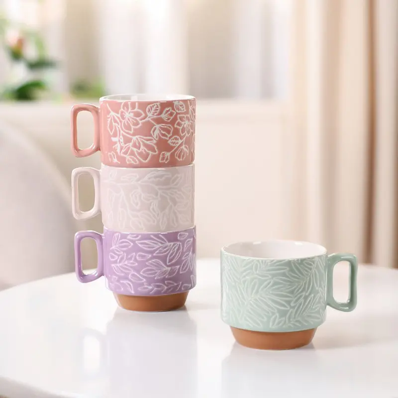 Gaia-Inspired Stackable Ceramic Coffee Cups – 4 X 250Ml 1