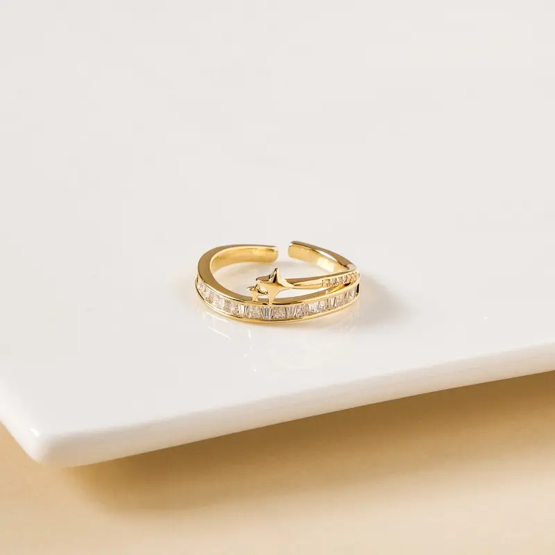 Galaxy Gleam Dual Band 14K Gold Ring 1