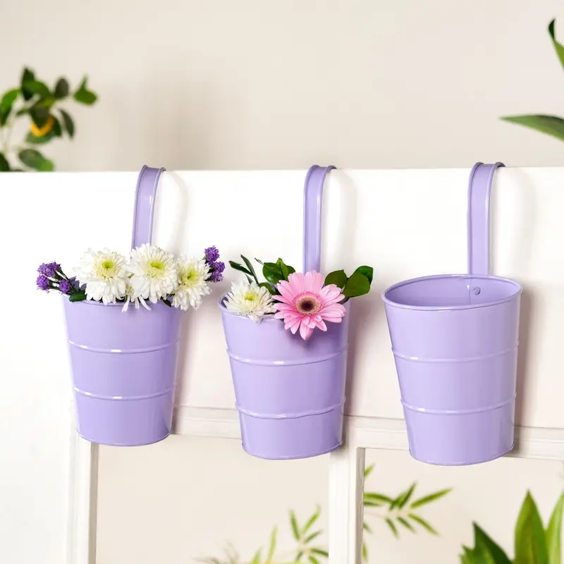 Garden Muse Lavender Hanging Flower Buckets – 3-Unit Planter Set 1