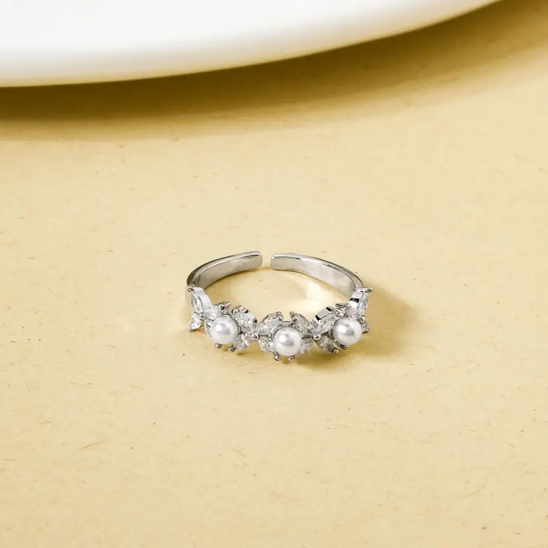 Garden Of Gems Silver Ring – Textured Gem-Set Band 1