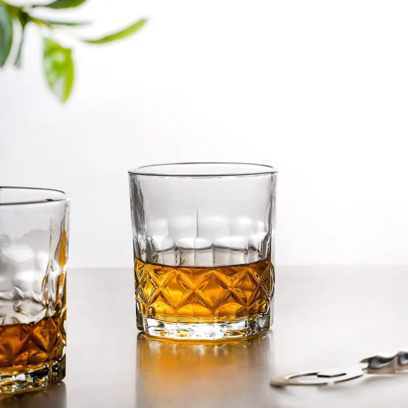 Geometric-Embossed Whiskey Tumbler Set – 6 Pieces, 230Ml Each 1