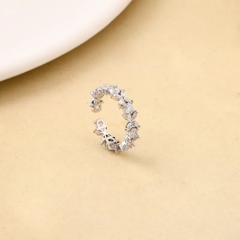 Geometric Floral Silver Ring 1