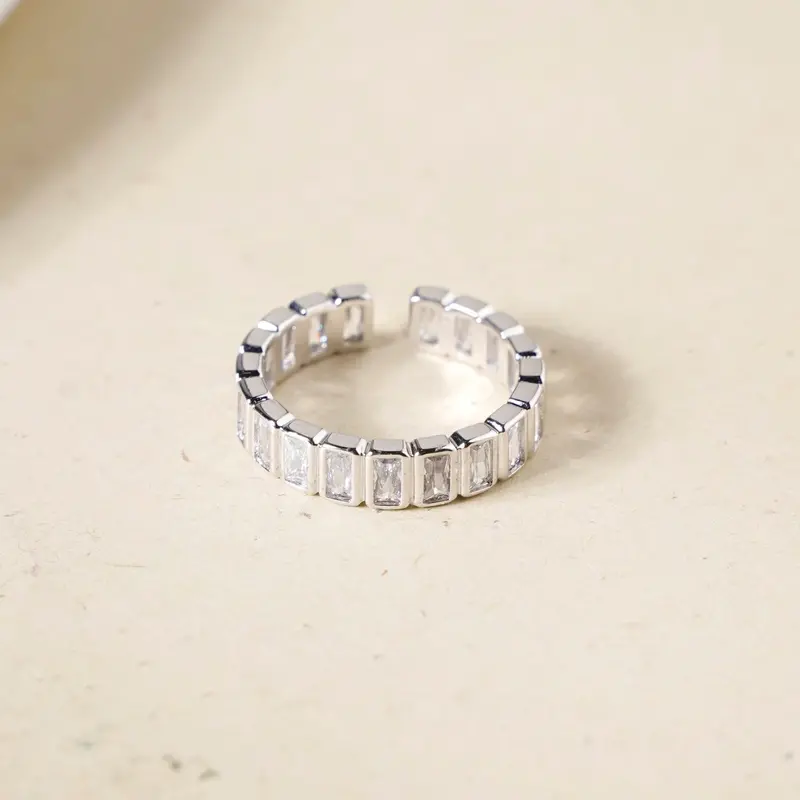 Geometric Prism Silver Ring For Modern Style 1