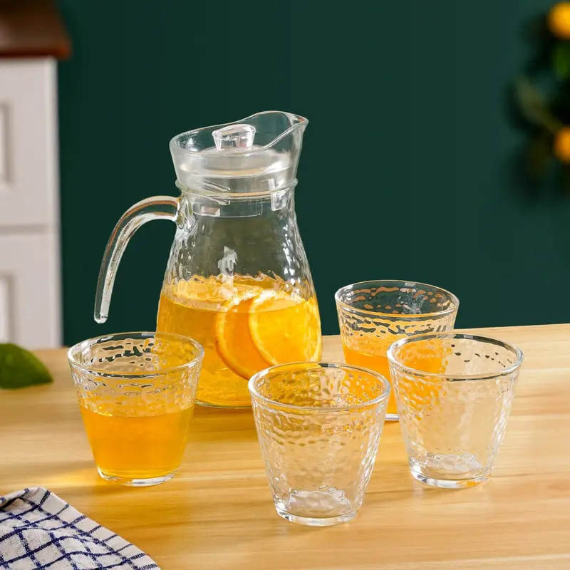 Glass Beverage Pitcher And Tumbler Set – Set Of 5 1