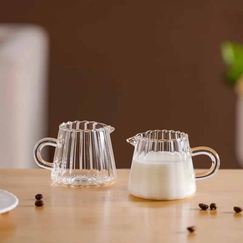 Glass Creamer Jug Set – 2 X 120Ml Milk Pots For Tea & Coffee 1