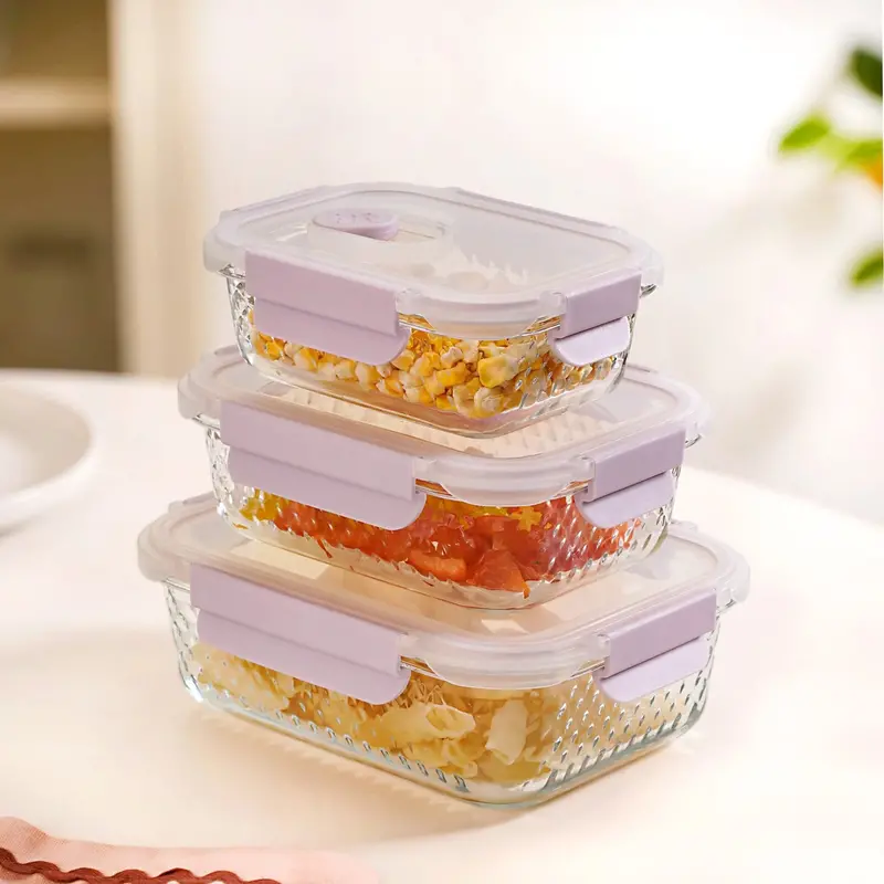 Glowo Airtight Food Storage Containers With Ventilation – 3-Piece Set (370Ml To 1000Ml) 1