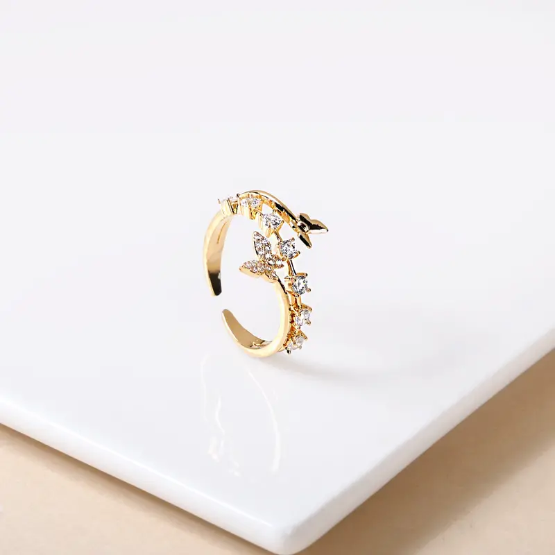 Gold Butterfly Charm Statement Ring 1