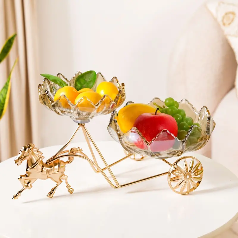 Gold Chariot Motif Decorative Glass Bowls Set 1