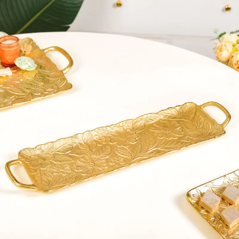 Gold-Finished Royalcore Long Decorative Tray 1