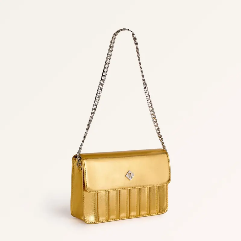 Gold-Sheen Crossbody Shoulder Bag – Lightweight Everyday Tote 1