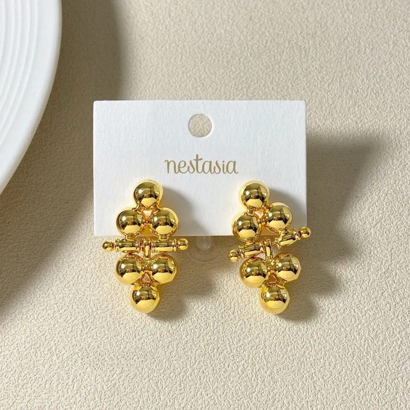Gold Triad Stud Earrings – Trio Of Interlocking Geometric Gold Studs 1