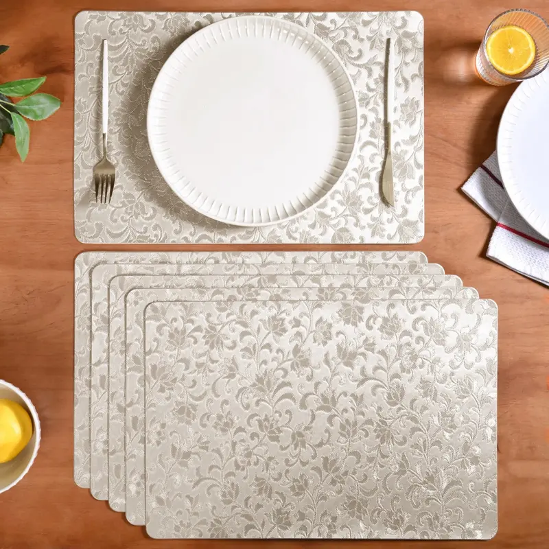 Golden Floral Placemats – Set Of 6 1
