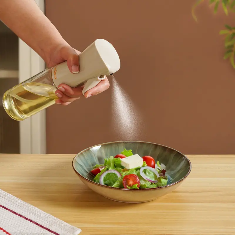 Gourmet Clear Glass Oil Bottle – Minimalist Beige Finish, 220 Ml 1
