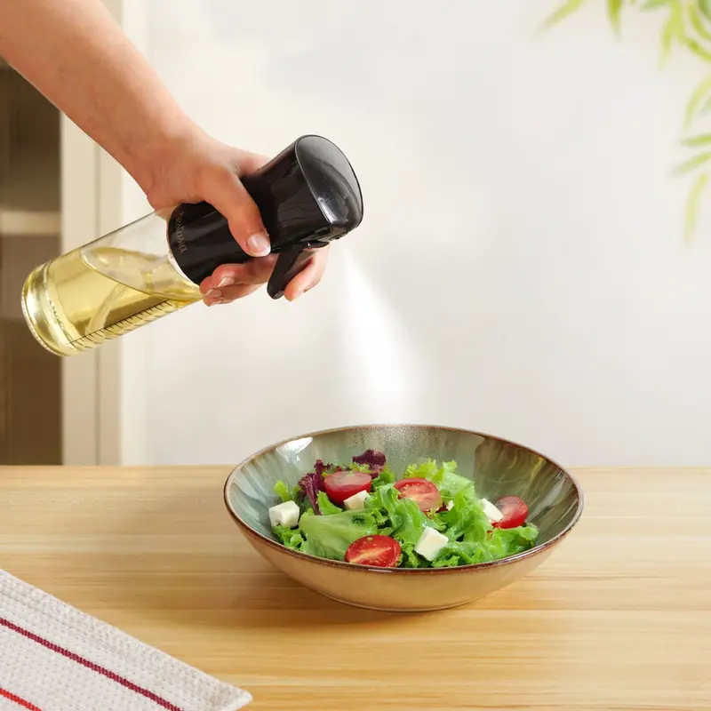 Gourmet Clear Glass Oil Bottle – Sleek Black Design, 220 Ml 1