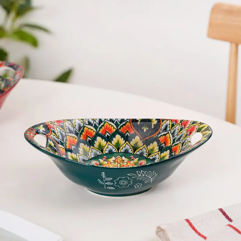 Green Mystic Mandala Serving Dish With Handles (400Ml) 1