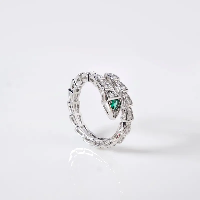 Green Mystique Serpent Silver Ring 1