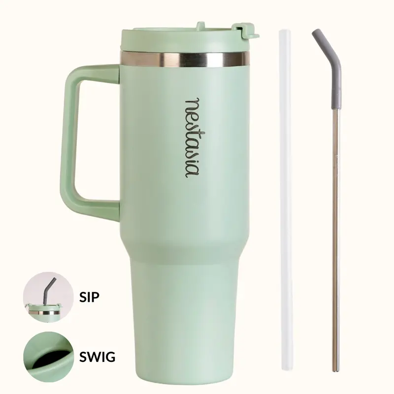 Gripsip 40 Insulated Tumbler Bottle – Side Handle, Milk Matcha Green, 1.2L 1