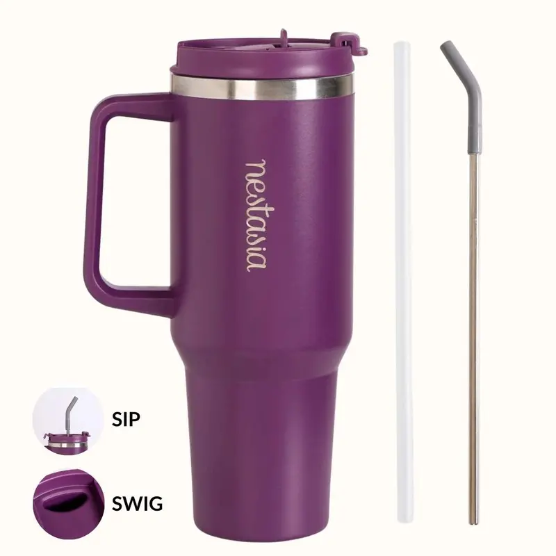 Gripsip 40 Insulated Tumbler Bottle – Side Handle, Plum Party Mauve, 1.2L 1