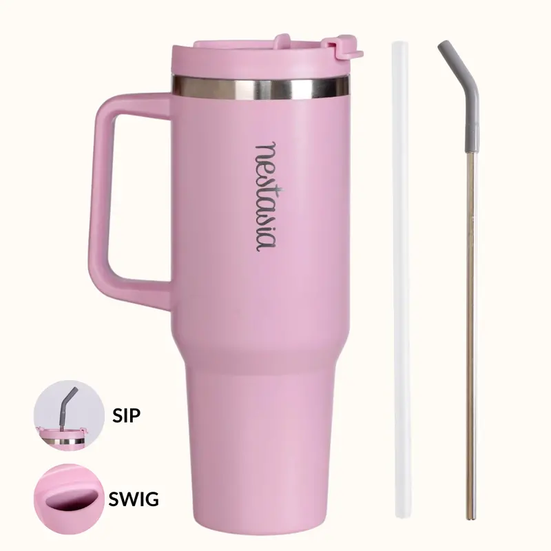 Gripsip 40 Insulated Tumbler Bottle – Side Handle, Quartz Cloud Pink, 1.2L 1