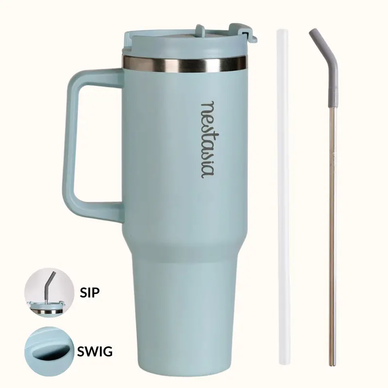 Gripsip 40 Oz Arctic Blue Insulated Tumbler With Comfort Side Grip 1
