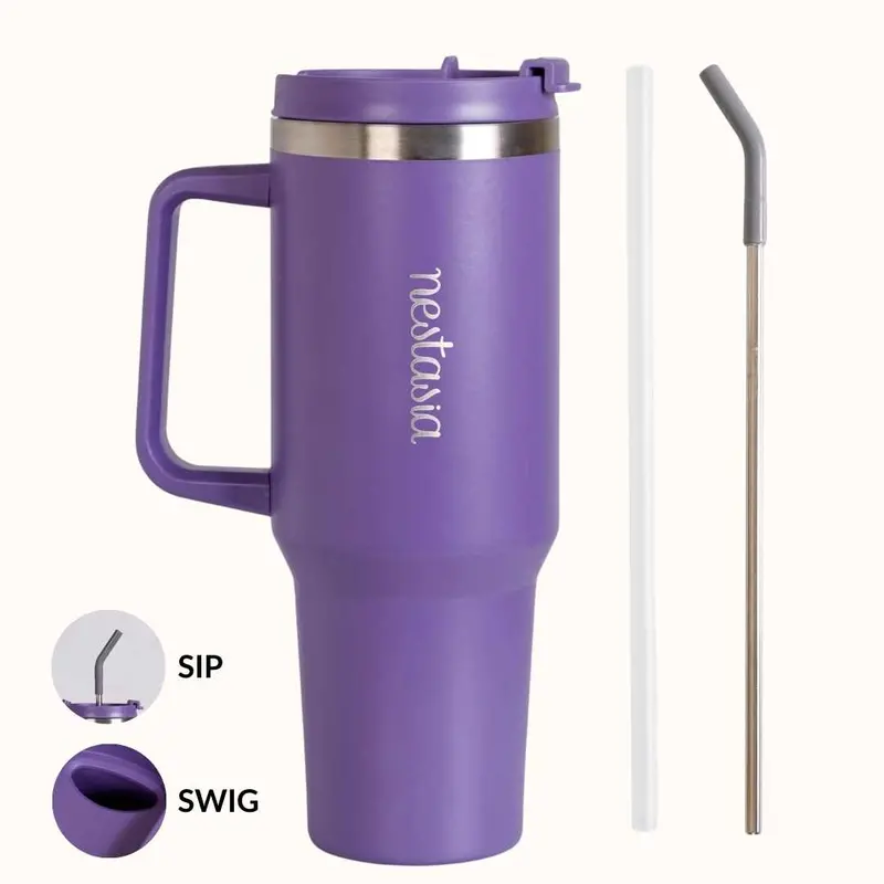 Gripsip 40 Oz Double-Wall Tumbler – Viva Violet Side-Handle Edition 1
