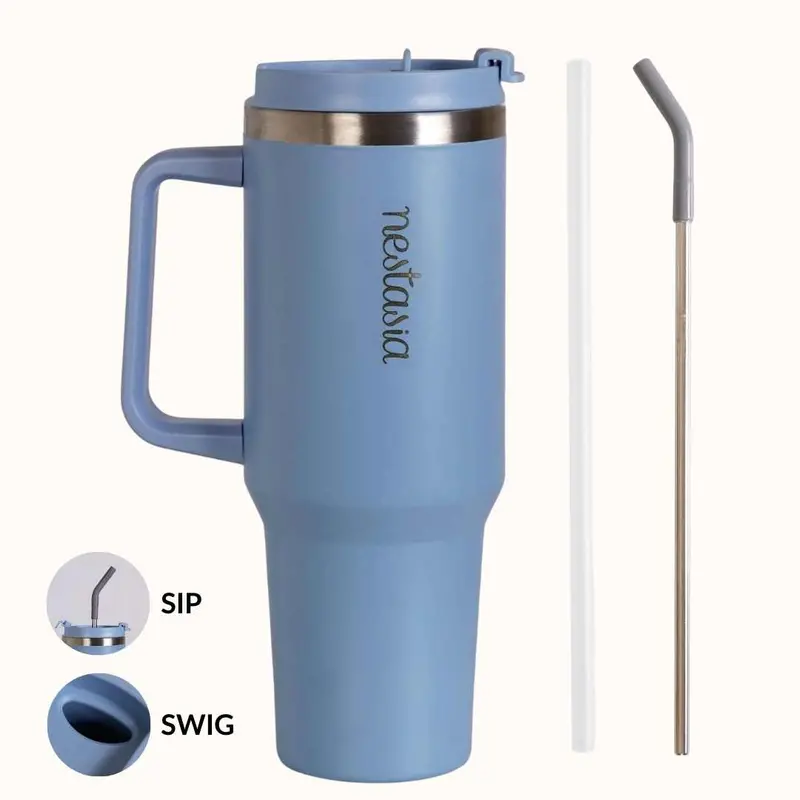 Gripsip 40 Oz Side-Handle Thermal Tumbler – Blue Frost Colorway 1