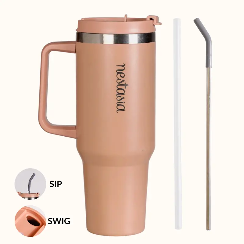 Gripsip 40 Oz Temperature-Control Tumbler With Side Handle – Soft Nude Peach 1