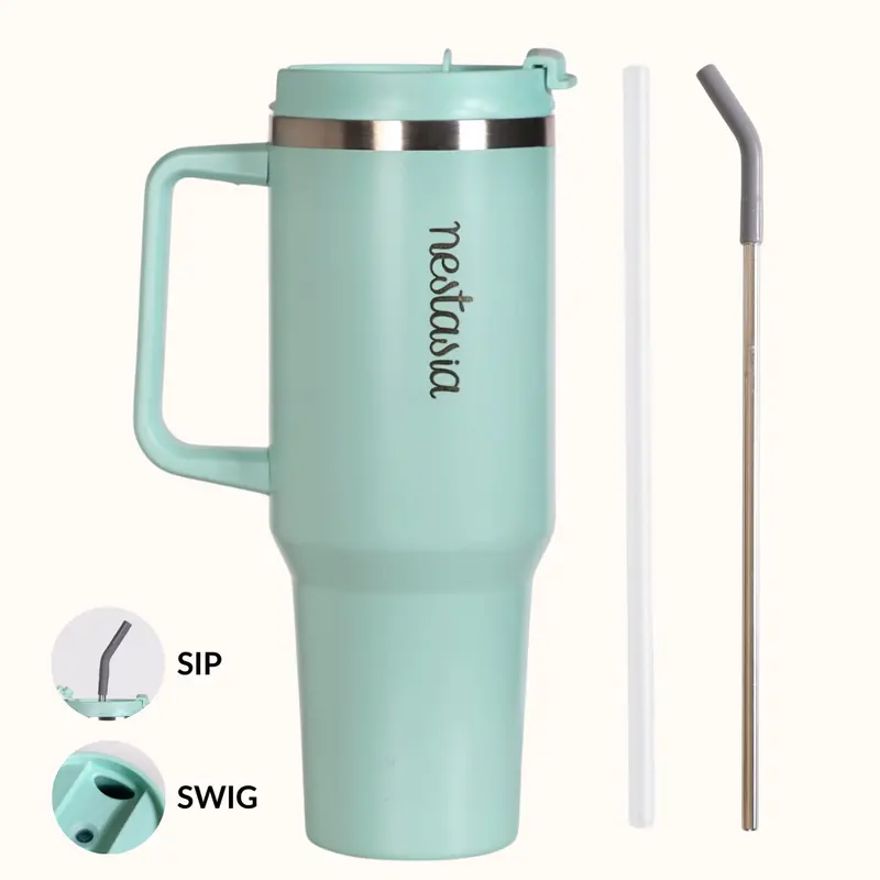 Gripsip 40Oz Double-Wall Vacuum Tumbler – Coastal Malibu Shade, 1.2L 1