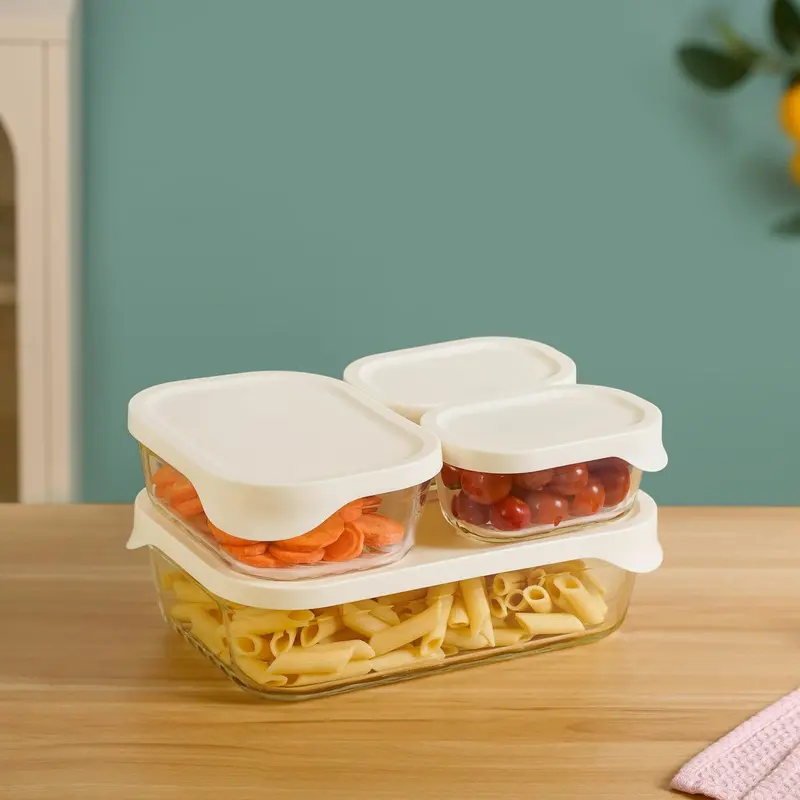 Groovo Lite Durable Glass Food Containers (4-Piece, 370Ml–2500Ml) 1