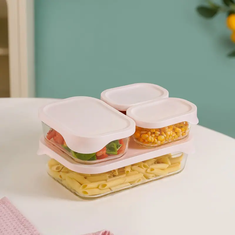 Groovo Lite Microwave-Safe Glass Meal Prep Set (4-Piece, 370Ml–2500Ml) 1