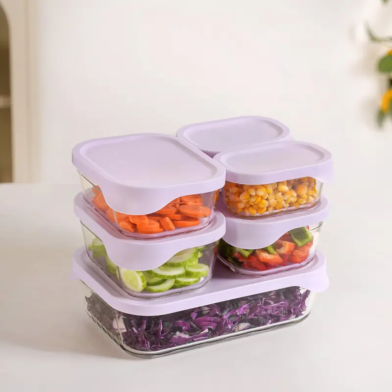 Groovo Lite Premium Borosilicate Glass Meal Prep Containers – 6-Piece (370–2500 Ml) 1