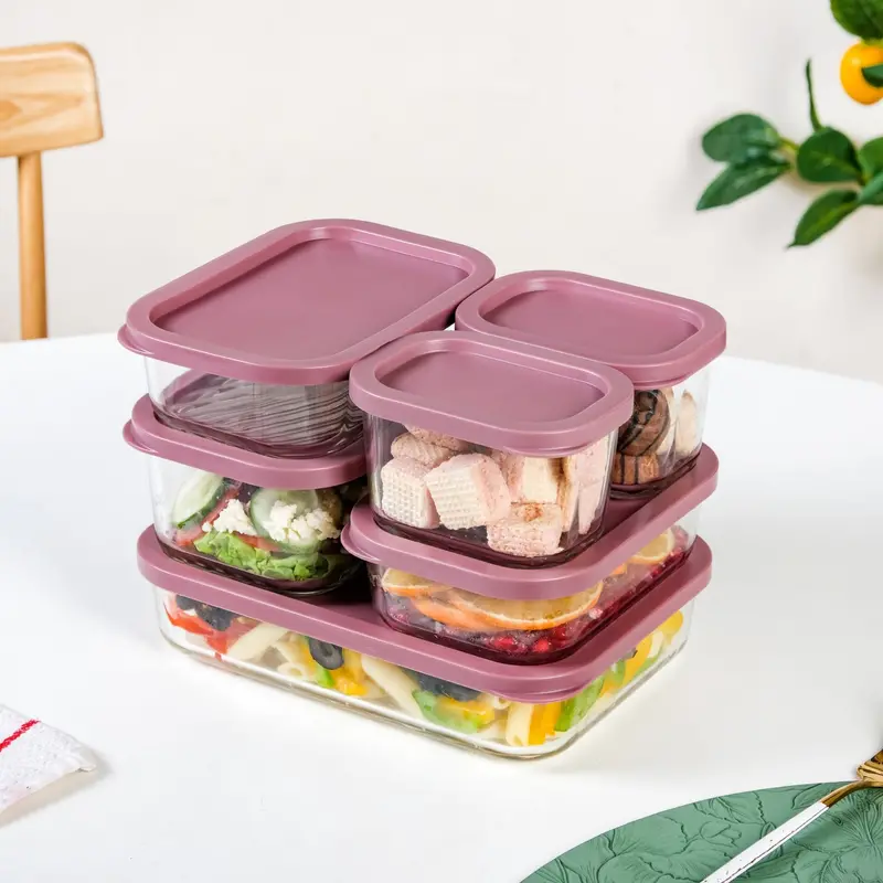 Groovo Stackable Food Containers – 6-Piece Glass Set 1