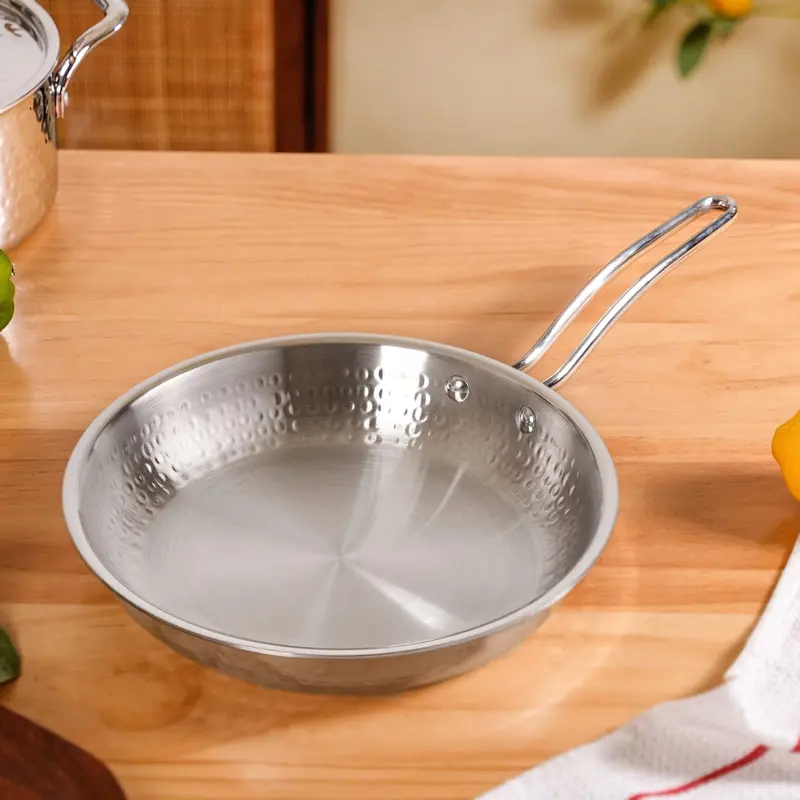 Hammered-Finish Tri-Ply Stainless Steel Frying Pan – 1.75L 1