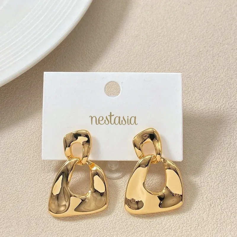 Hammered Fusion Gold Dangler Earrings 1