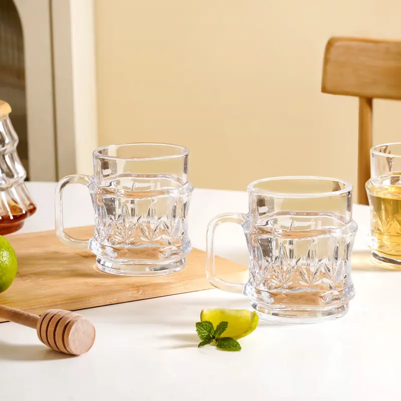 Hand-Etched Glass Tea Cup Set – 6-Piece, 165Ml 1