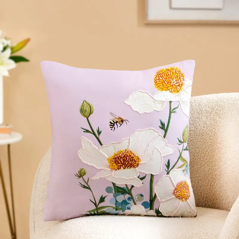 Handcrafted Artisan Floral Cushion Cover – 40×40Cm Pure Cotton 1