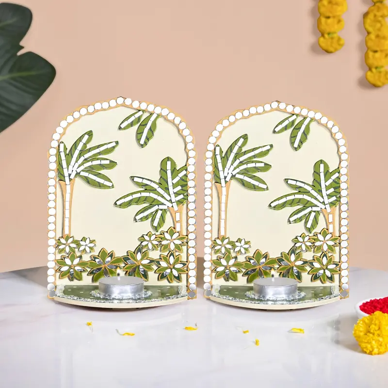 Handcrafted Lippan Art Tealight Candle Holders – Set Of 2 1