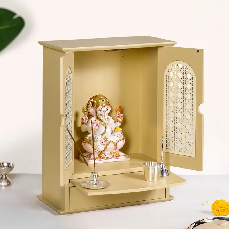 Handcrafted Wooden Prarthana Puja Mandir – Medium Size For Home Altars (33X17X43Cm) 1