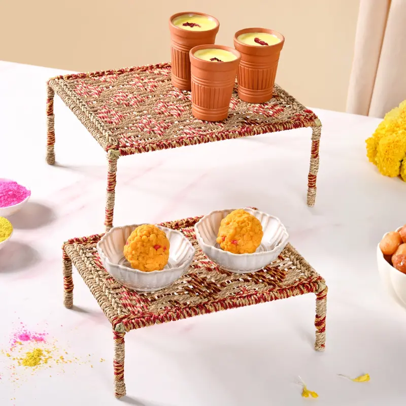 Handwoven Sabai Risers With Zari Embellishment – Set Of Two 1