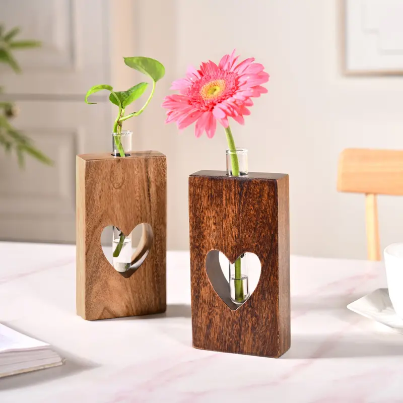 Heart-Shaped Dual Test Tube Planter With Removable Vials 1