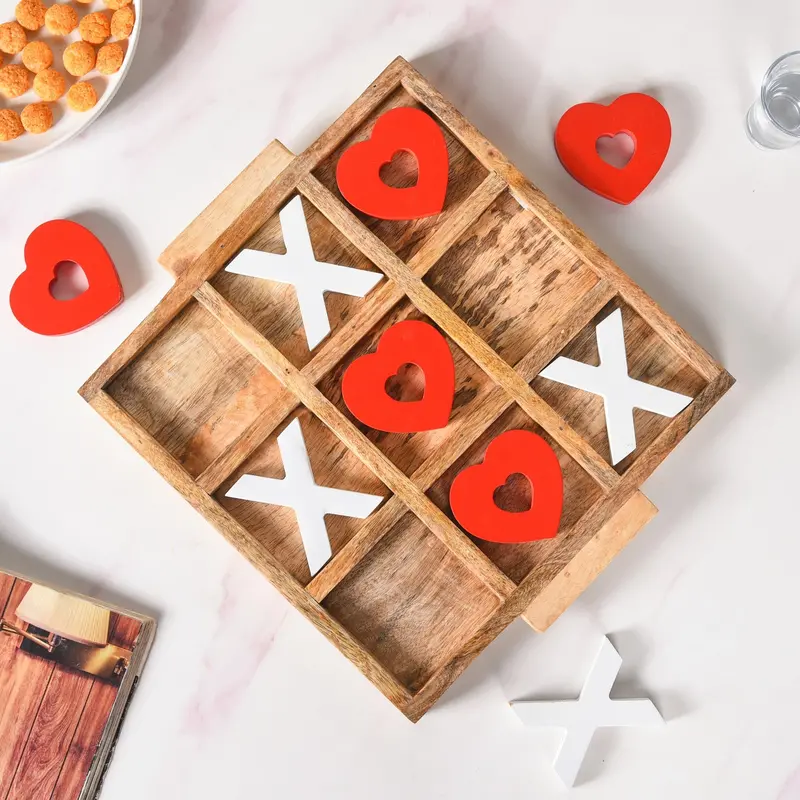 Hearts Tic Tac Toe Party Game – Wooden Strategy Board Game For Adults & Kids 1