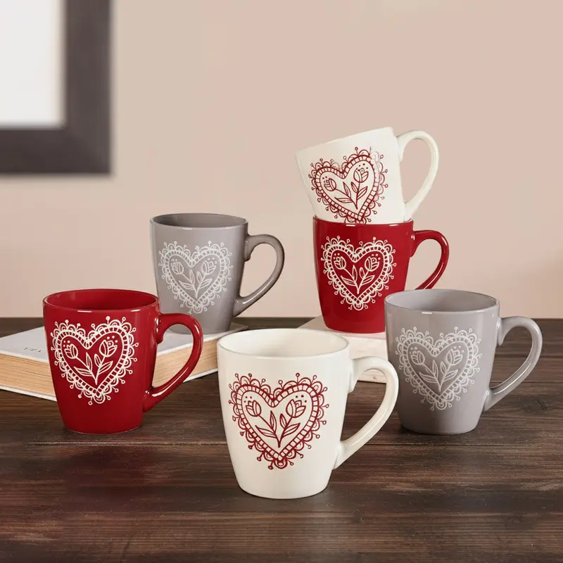 Hearty Floral Ceramic Cup Set – Set Of 6, 210Ml Handcrafted Drinkware 1