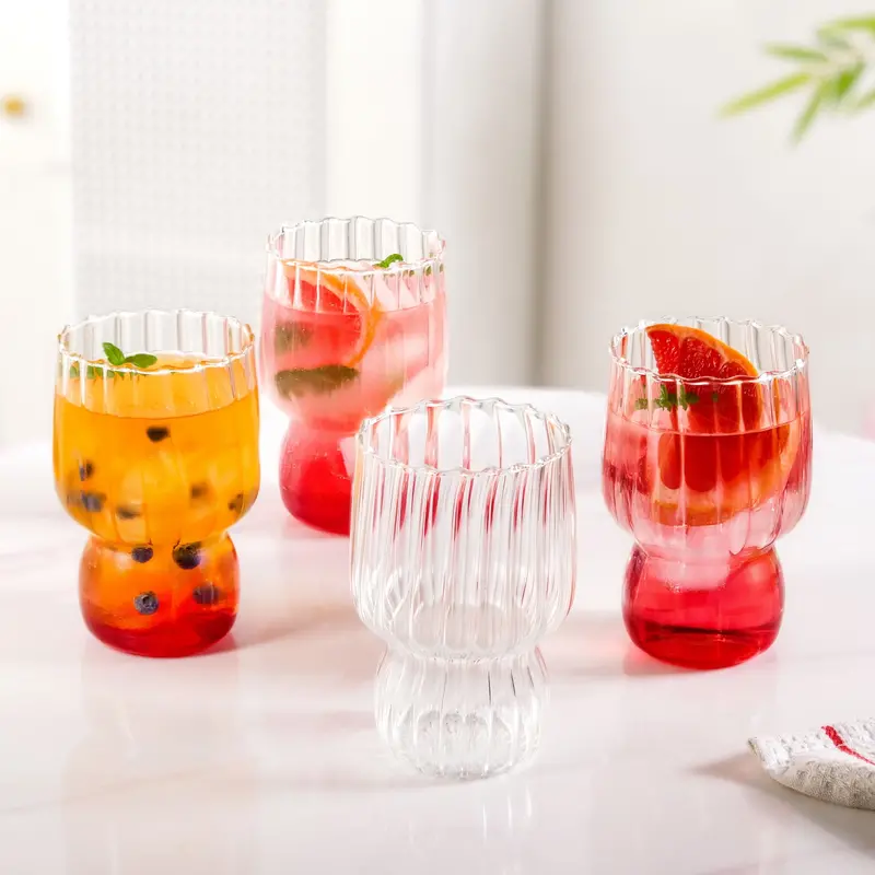 Heat-Resistant Fluted Borosilicate Glass Tumblers – 4-Pack, 460Ml Each 1