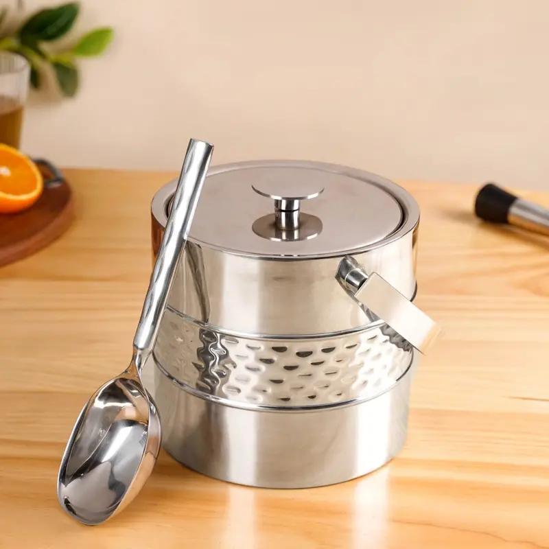 Heavy-Duty Stainless Steel Ice Bucket With Scoop – 2.2L Capacity 1