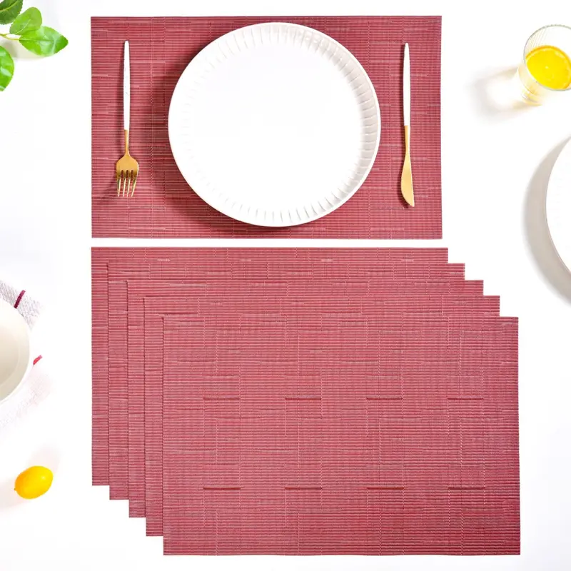 Heritage Red Placemats – Classic 6-Piece Traditional Table Set 1