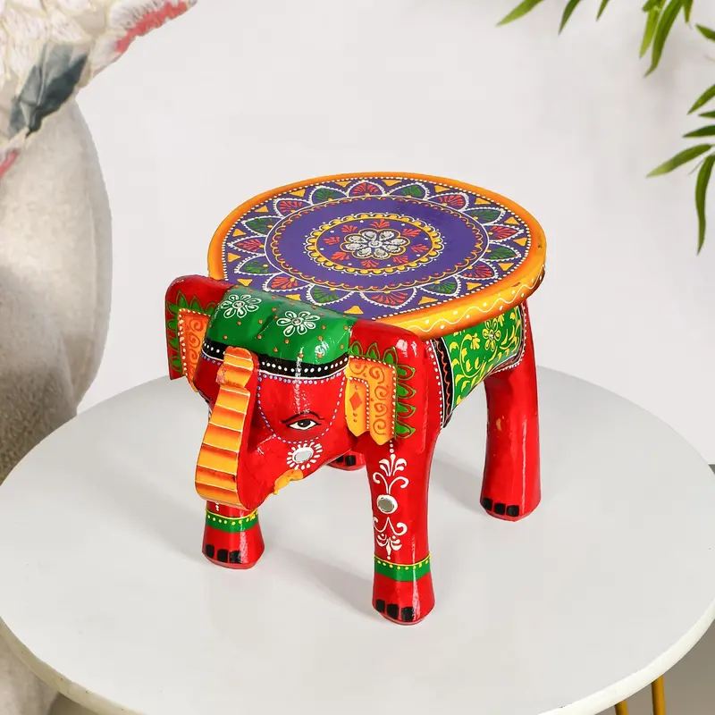 Heritage-Style Carved Wooden Elephant Decorative Riser 1