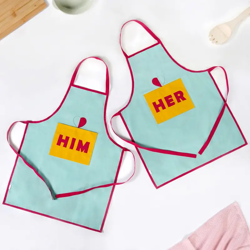 Him & Her Personalized Apron Set – Stylish Kitchen Matching Pair 1